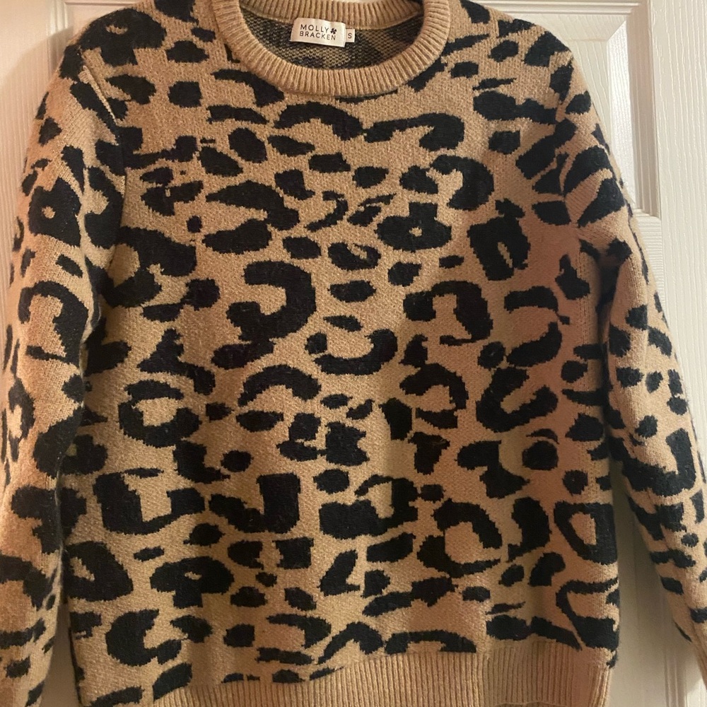 Molly Bracken Animal Print Sweater - Black and Brown